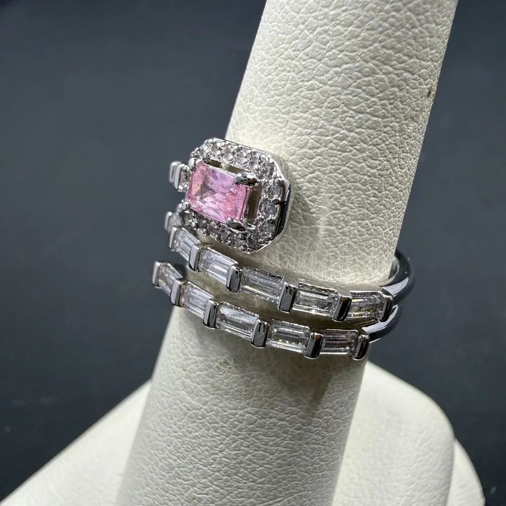 Bomb‎ Party Love and Be Loved Size 6 Ring Lab Rose Quartz RBP6473 Rhodium